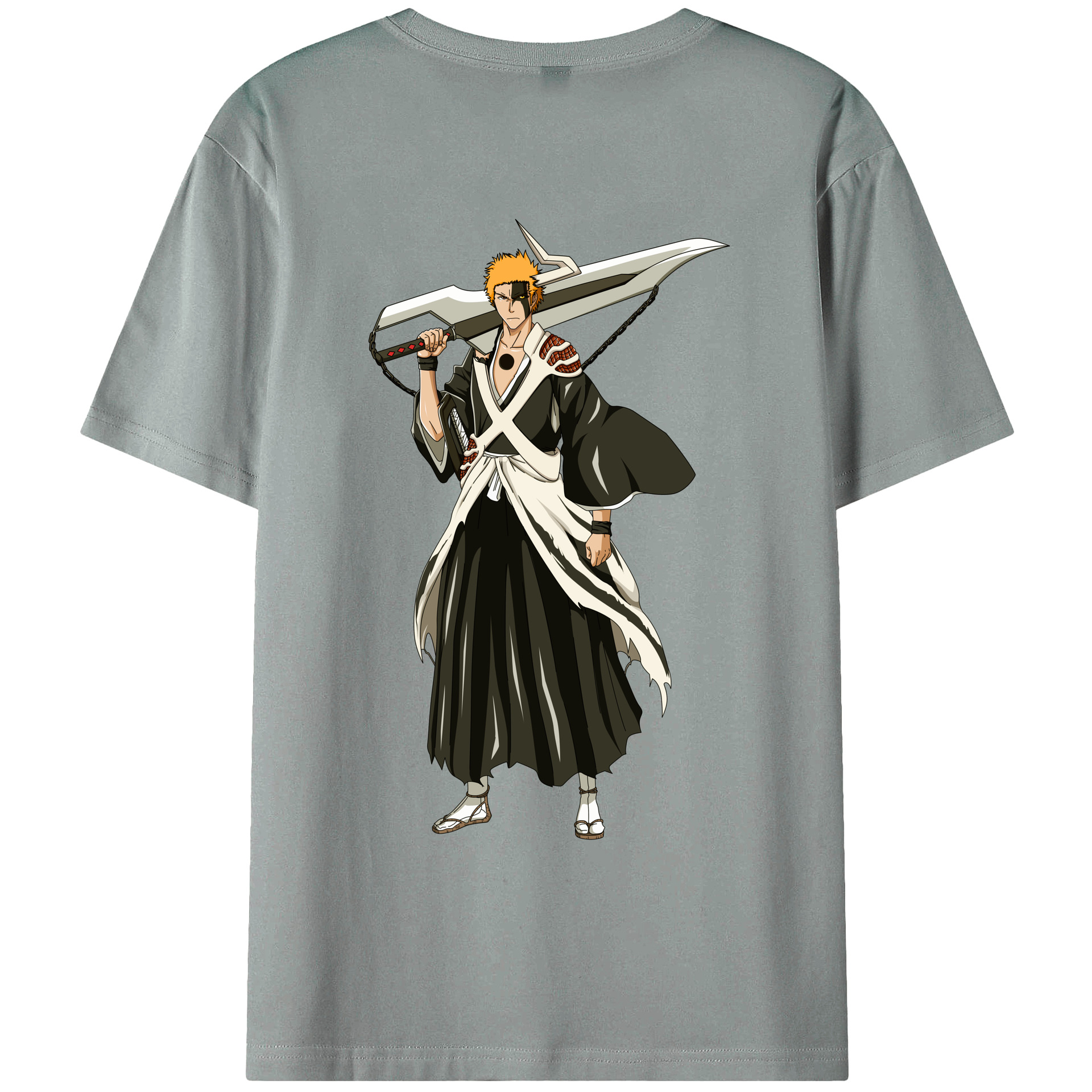 （画像用） ブリーチ 黒崎一護（くろさき いちご）BLEACH Kurosaki Ichigo 綿100％ メンズ半袖Tシャツ（バックプリント） 通気性